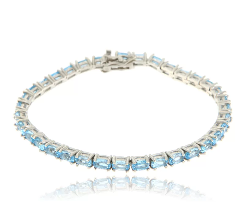 Bratara tennis Argint 925 Placat cu Rodiu Topaz Sky Natural - Eleganta si Stil