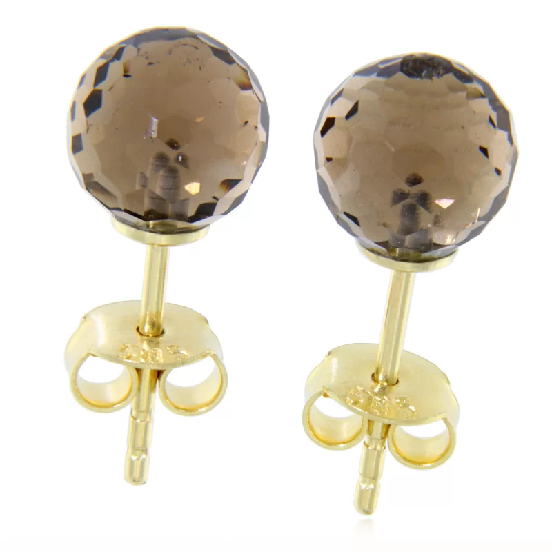 Cercei aur galben 14k 585 Stud Cuart Fumuriu Brioleta - Mister si Liniste