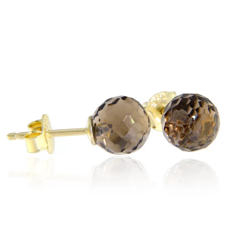 Cercei aur galben 14k 585 Stud Cuart Fumuriu Brioleta - Mister si Liniste