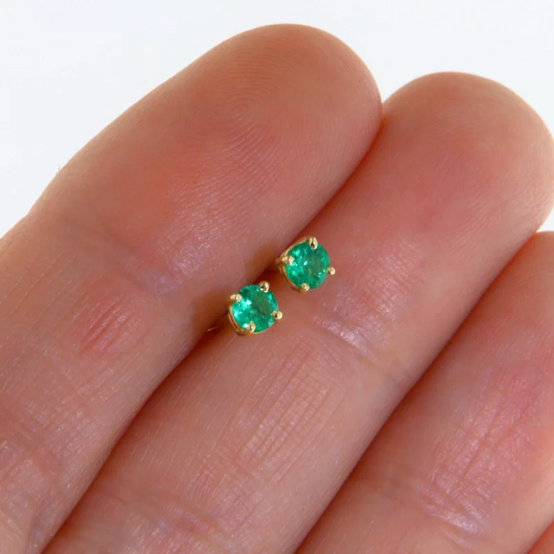 Cercei Aur 14k Smaralde Naturale de Zambia 3 mm - Eleganta si Rafinament