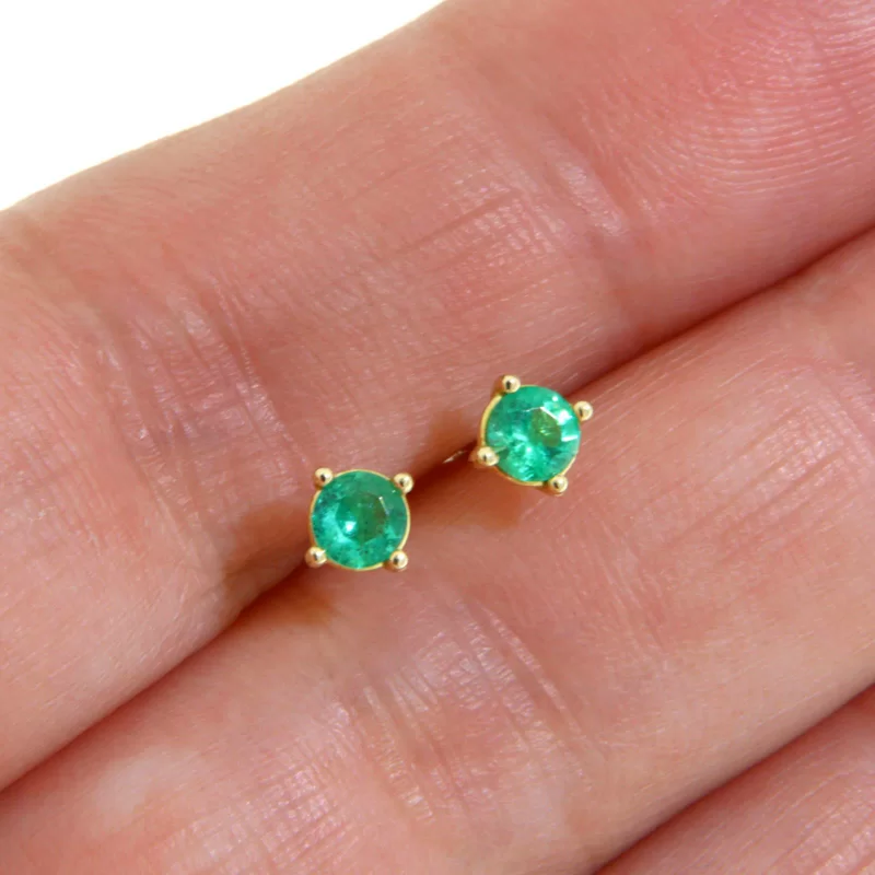 Cercei Aur 14k Smaralde Naturale de Zambia 4 mm - Energie Vibranta