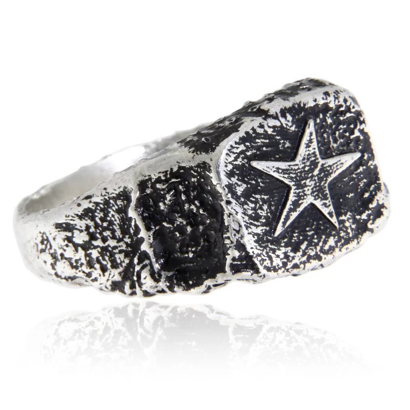  Inel Pentru Degetul Mic Pinky Argint 925 Stea Star Textura Piatra