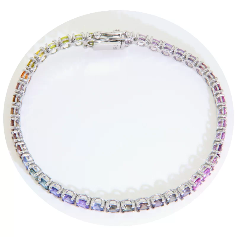 Bratara Tennis Aur Alb 18 k Safire Naturale 3.5 mm - Eleganta si Rafinament