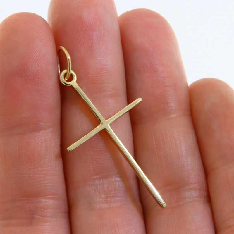  Pandantiv Aur Galben 14 k Cruce Ortodoxa Minimalista - Credinta si Protectie