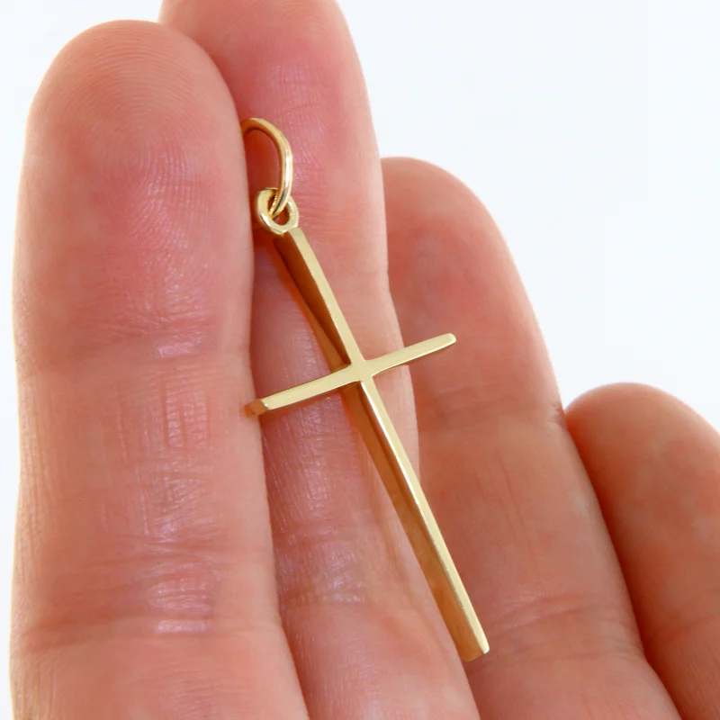  Pandantiv Aur Galben 14 k Cruce Ortodoxa Minimalista - Credinta si Protectie