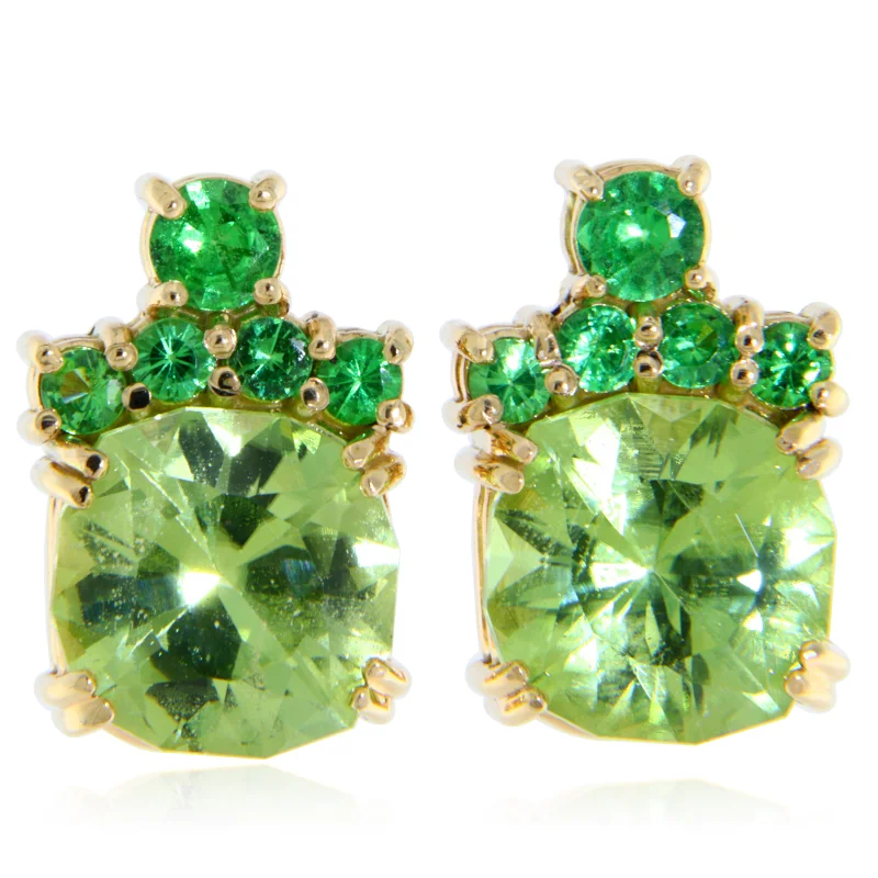 Cercei Aur Galben 14 k Peridot Granat Verde Tsavorit Naturale - Armonie Subtila