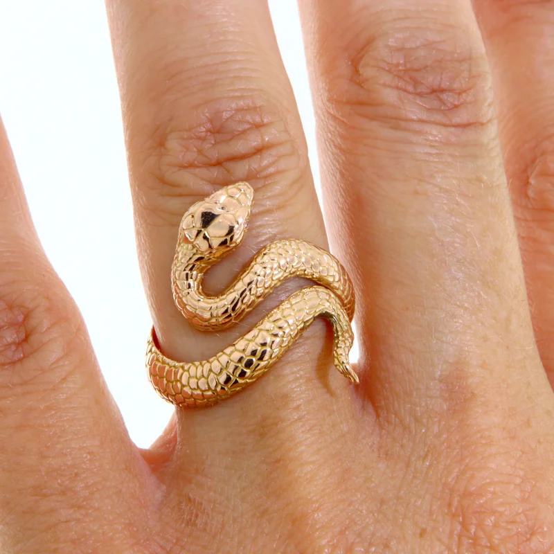  Inel Aur Roz 14 k Diamante Naturale - Snake Sarpe - Elegant, Fluid