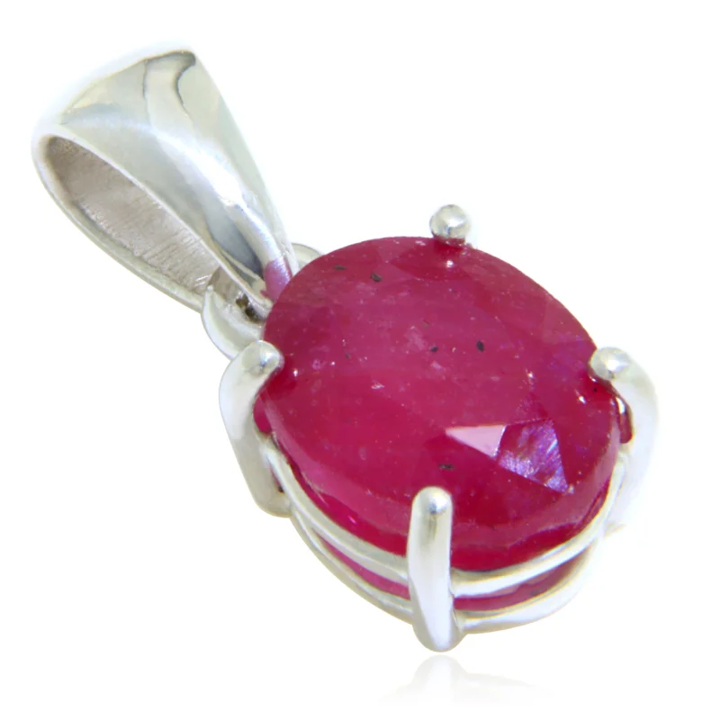Pandantiv Argint 925 Rubin Natural 3.14 ct - Stralucire Intensa