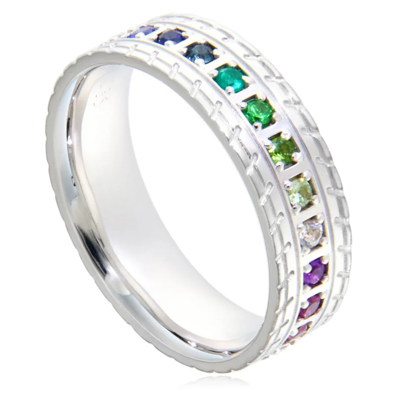 Verighete Eternity Aur Alb 14 k Granate Tsavorit Safire Multicolore