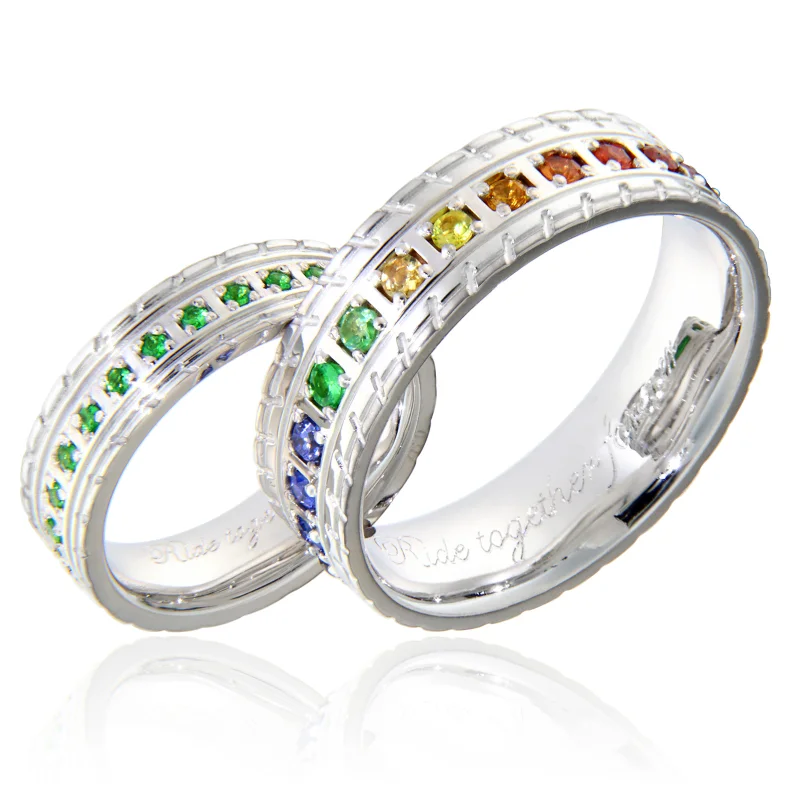 Verighete Eternity Aur Alb 14 k Granate Tsavorit Safire Multicolore