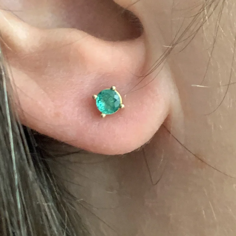 Cercei Aur 14k Smaralde Naturale de Zambia 4 mm - Energie Vibranta
