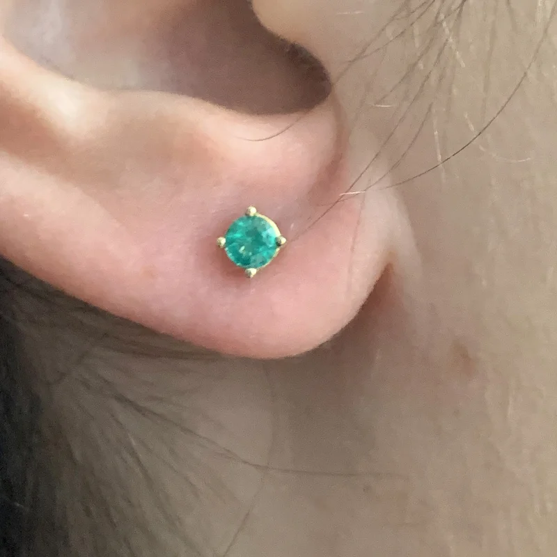Cercei Aur 14k Smaralde Naturale de Zambia 3.5 mm - Rafinament si Profunzime