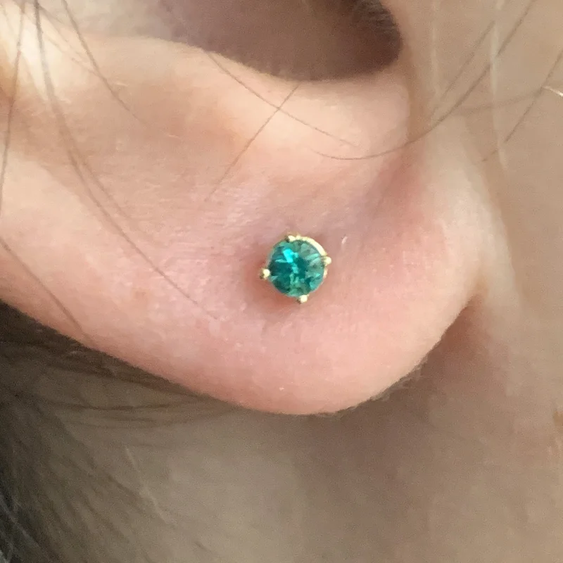 Cercei Aur 14k Smaralde Naturale de Zambia 3 mm - Eleganta si Rafinament