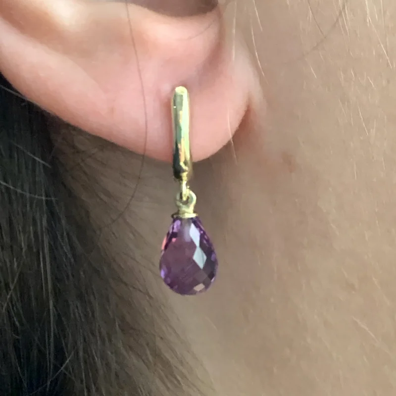 Cercei Aur Galben 14k Ametist Natural Briolete - Rafinament si Culoare