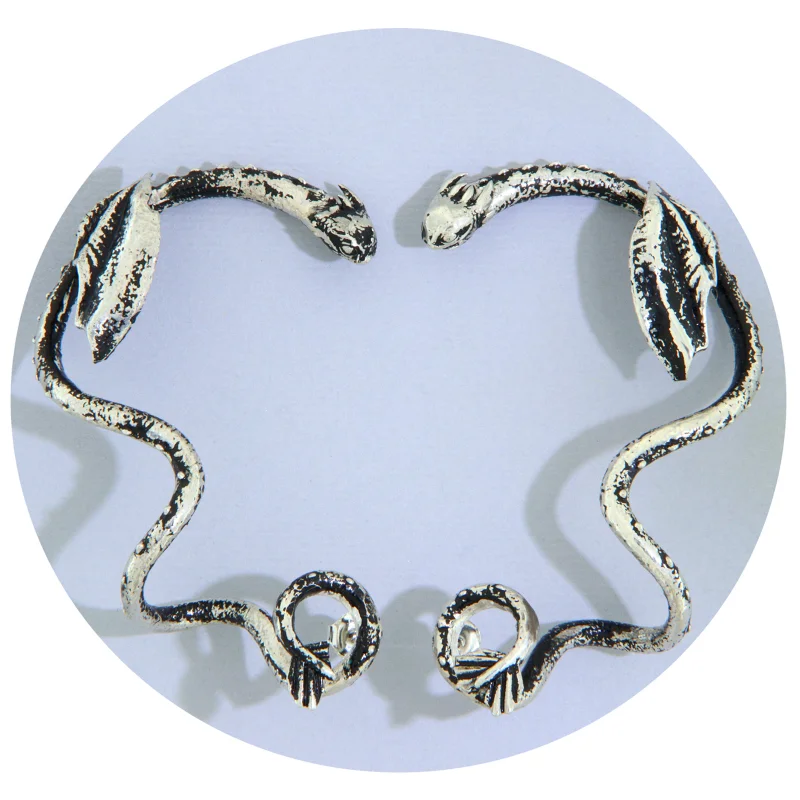 Cercei Ear Cuff Argint 925 Oxidat Dragoni Mistici - Fantasy Unic