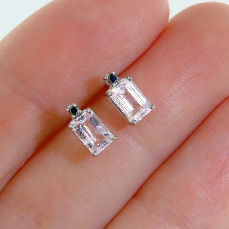 Cercei Aur 14k Morganite Diamante Negre Naturale - Eleganta si Contrast