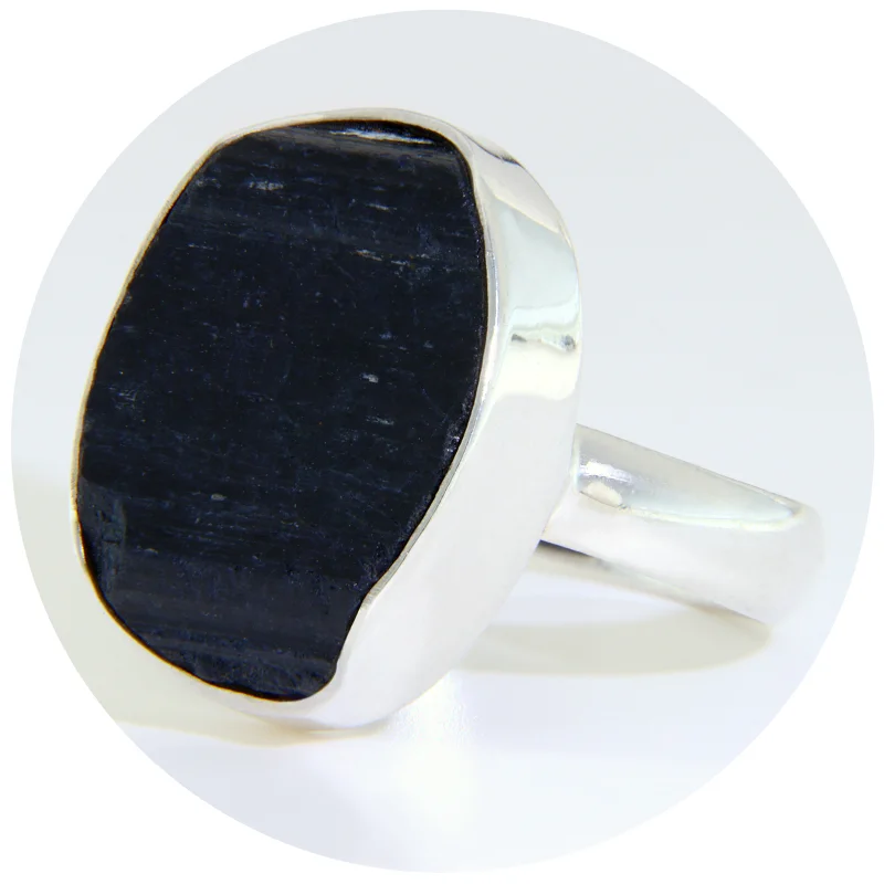  Inel Argint 925 Turmalina Neagra Ovala Naturala - Eleganta si Forta