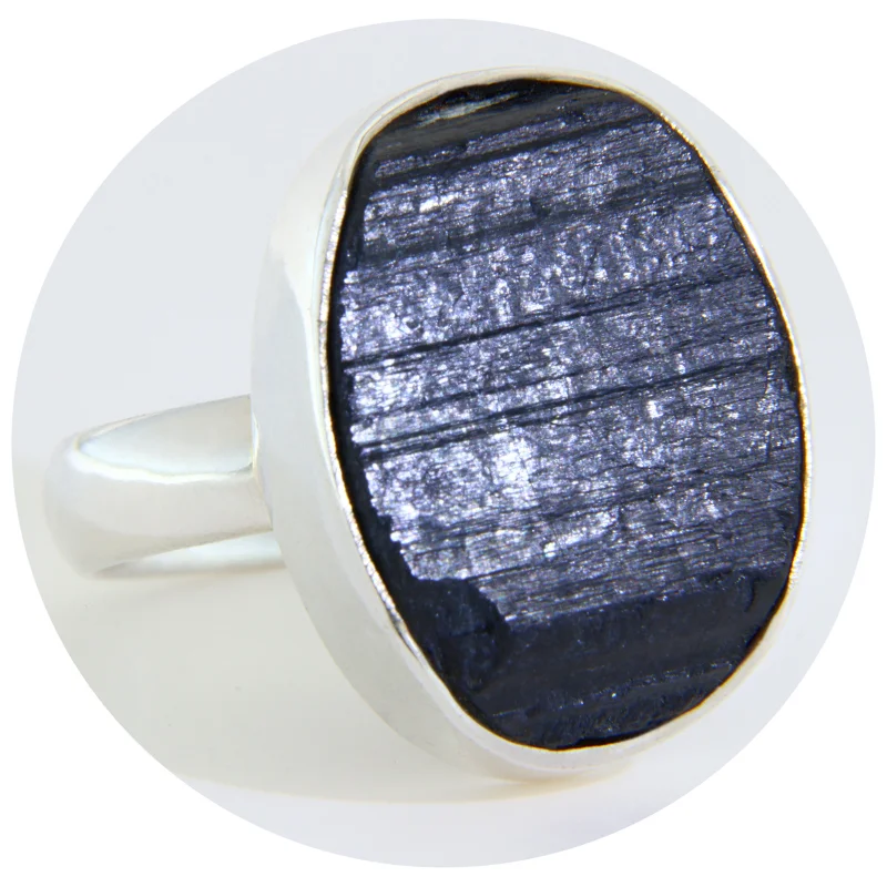 Inel Argint 925 Turmalina Neagra Ovala Naturala - Eleganta si Forta