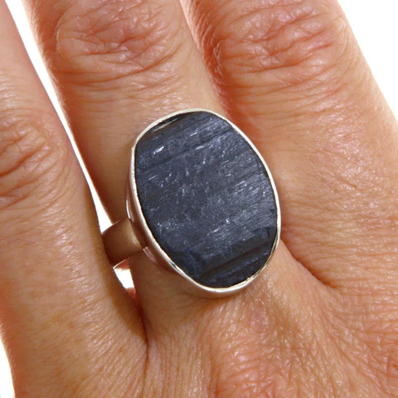  Inel Argint 925 Turmalina Neagra Ovala Naturala - Eleganta si Forta