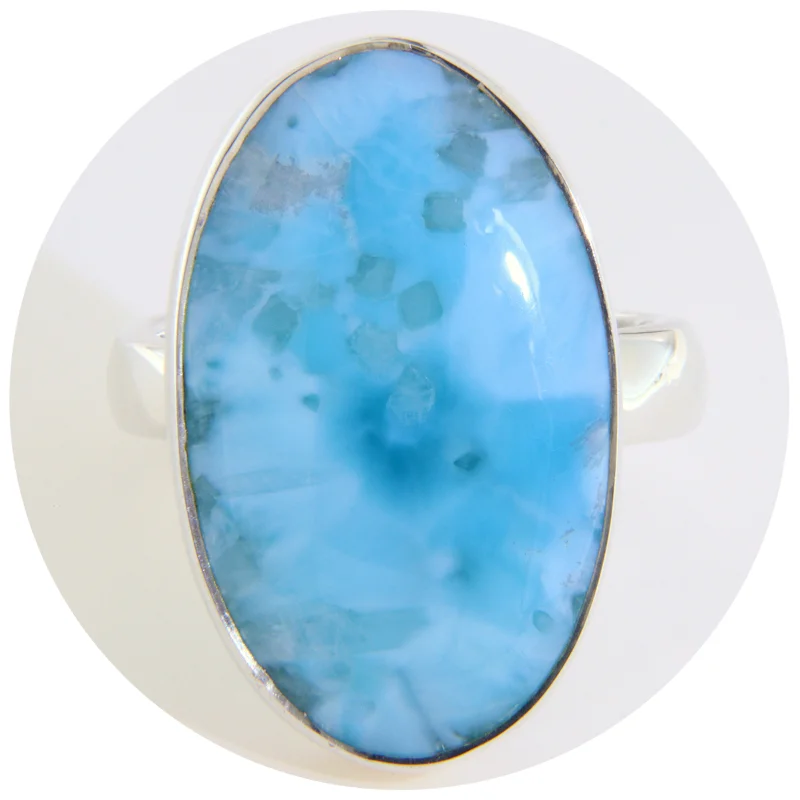  Inel Argint 925 Larimar Natural Oval - Unicitate si Rafinament 