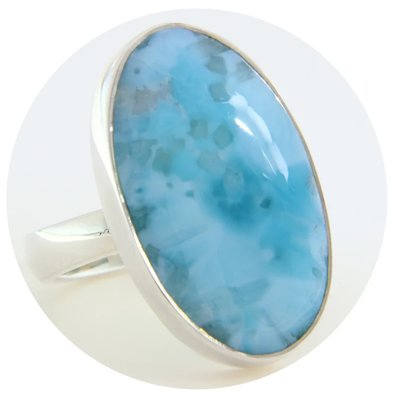  Inel Argint 925 Larimar Natural Oval - Unicitate si Rafinament 