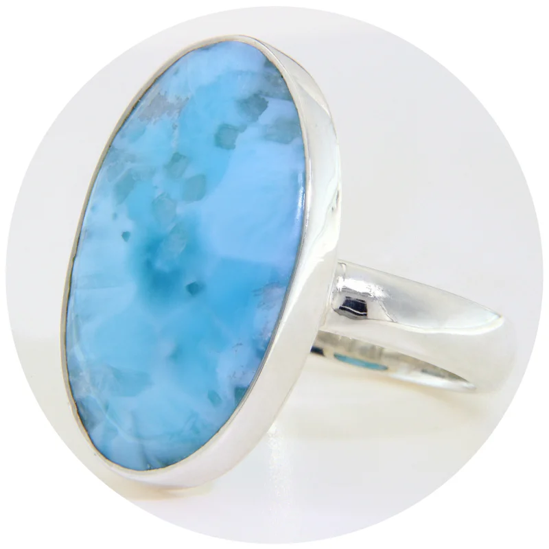  Inel Argint 925 Larimar Natural Oval - Unicitate si Rafinament 