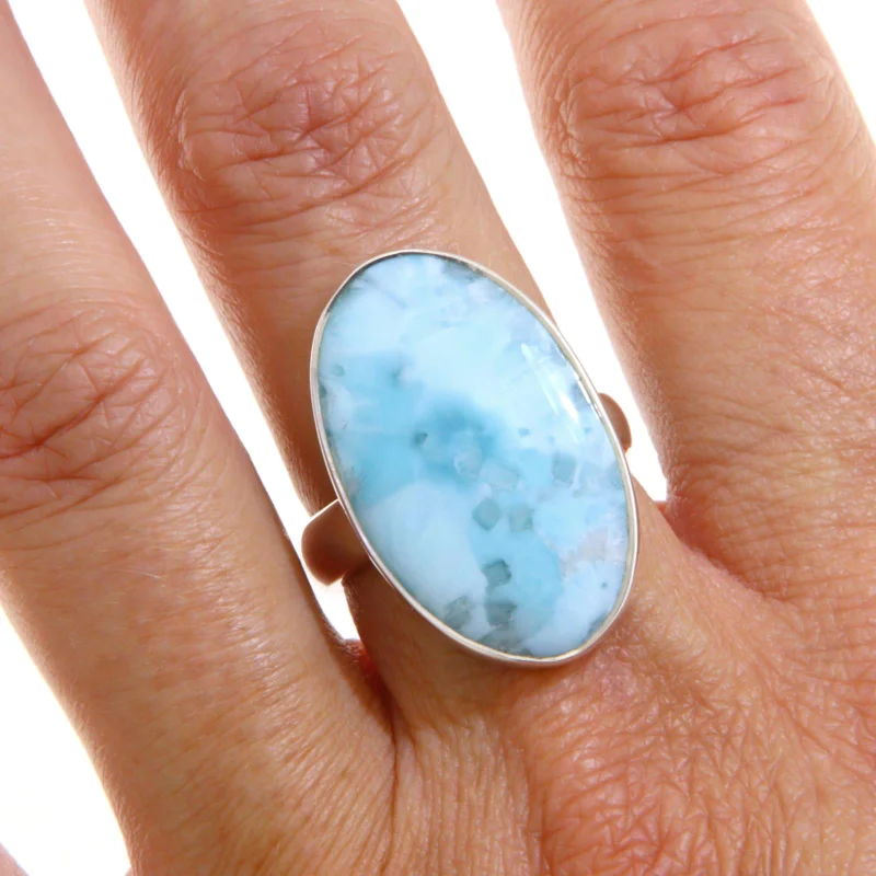  Inel Argint 925 Larimar Natural Oval - Unicitate si Rafinament 