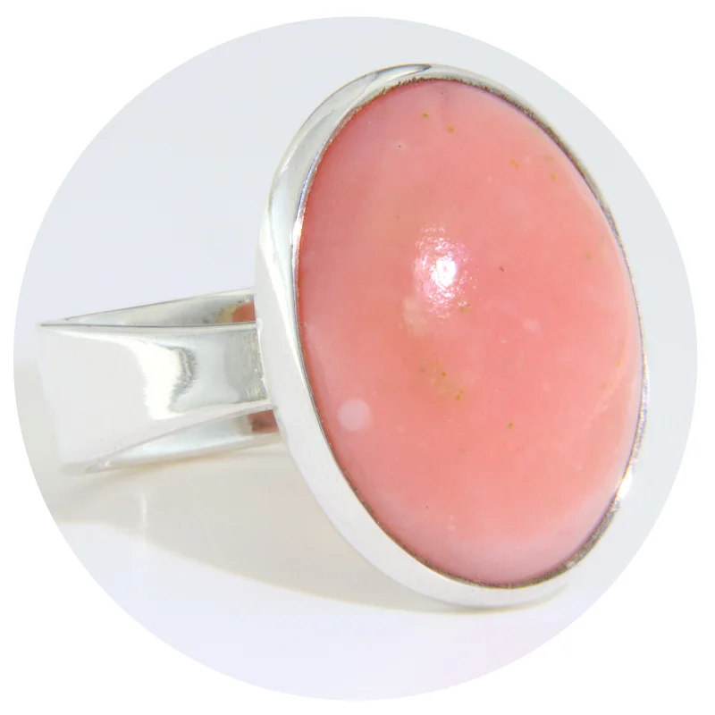 Inel Argint 925 Opal roz Natural Oval - Delicat si Cald