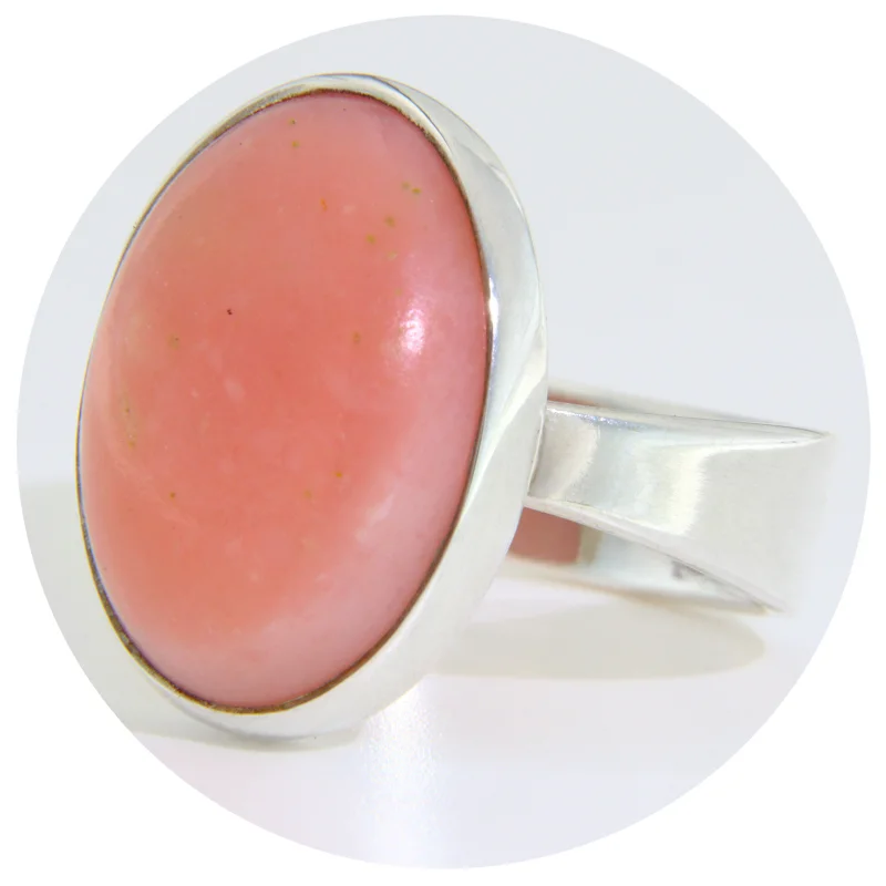 Inel Argint 925 Opal roz Natural Oval - Delicat si Cald