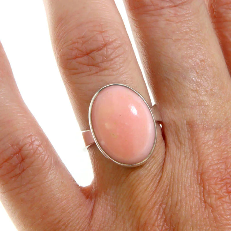 Inel Argint 925 Opal roz Natural Oval - Delicat si Cald