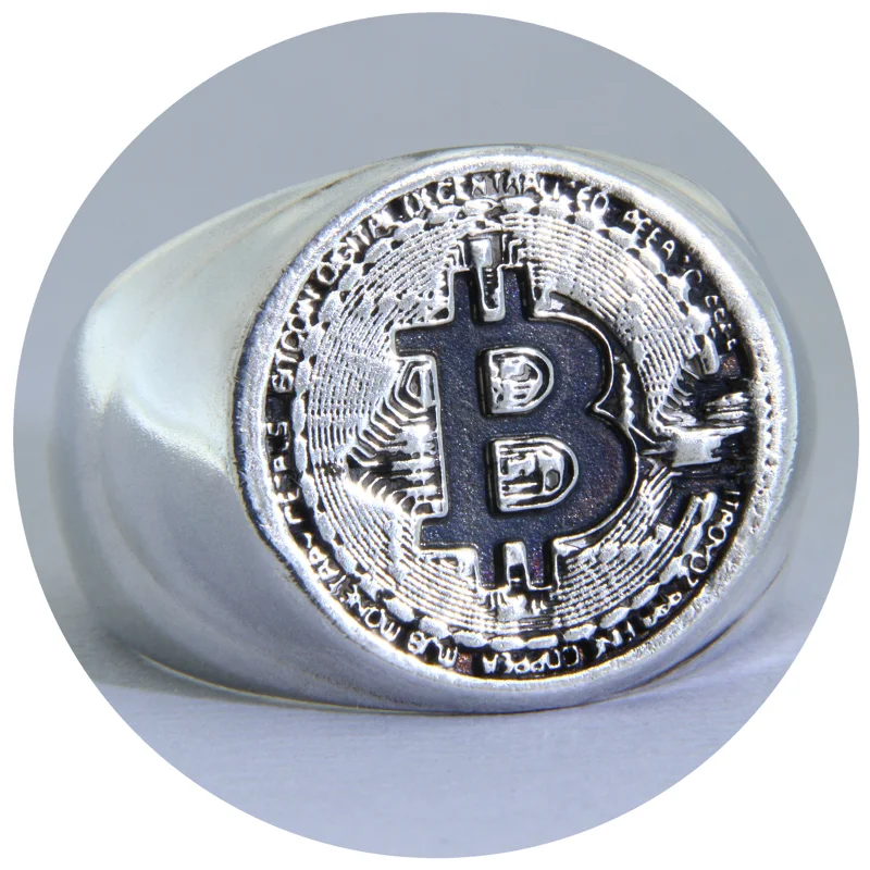 Ghiul Argint 925 Oxidat - Simbol Bitcoin