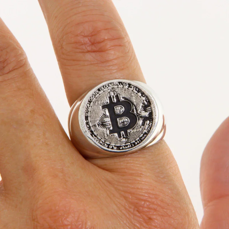 Ghiul Argint 925 Oxidat - Simbol Bitcoin