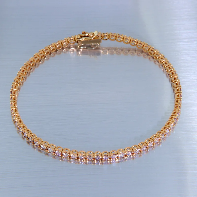 Bratara Tennis Aur Roz 18k Diamante Roz Fancy Light - Naturale Rare - Delicatete si Rafinament