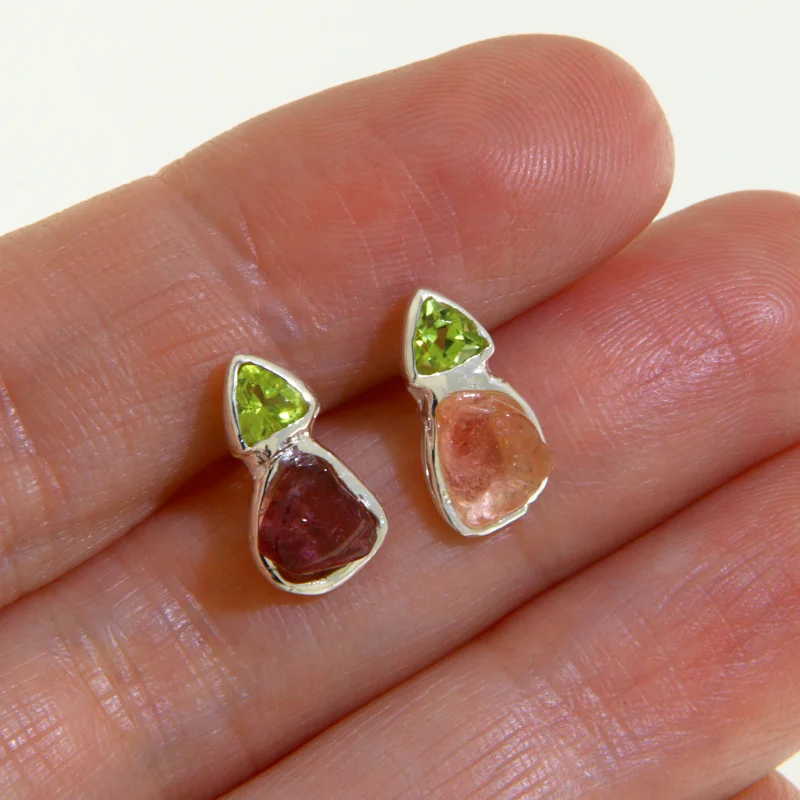  Cercei Stud Argint 925 Turmalina Peridot Naturale - Cromatica Rafinata