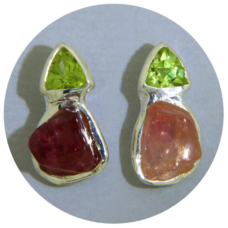  Cercei Stud Argint 925 Turmalina Peridot Naturale - Cromatica Rafinata