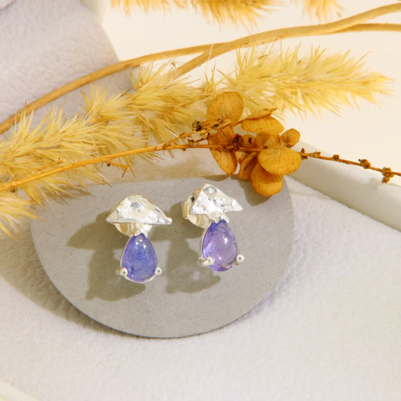 Cercei Stud Argint 925 Ametist Lavanda Natural - Energie Calma