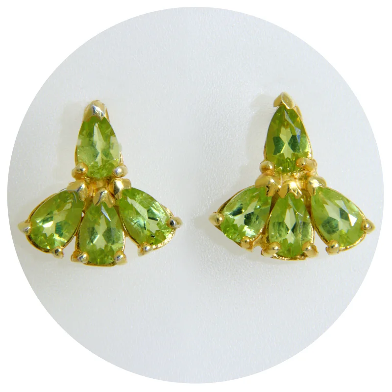  Cercei Stud Argint 925 Peridot Natural - Energie Luminoasa