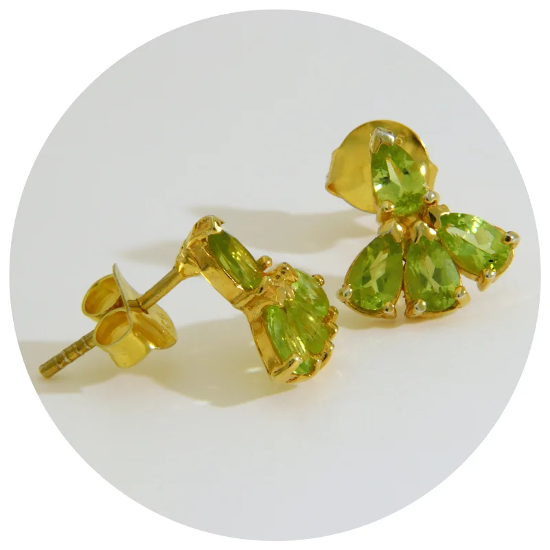  Cercei Stud Argint 925 Peridot Natural - Energie Luminoasa