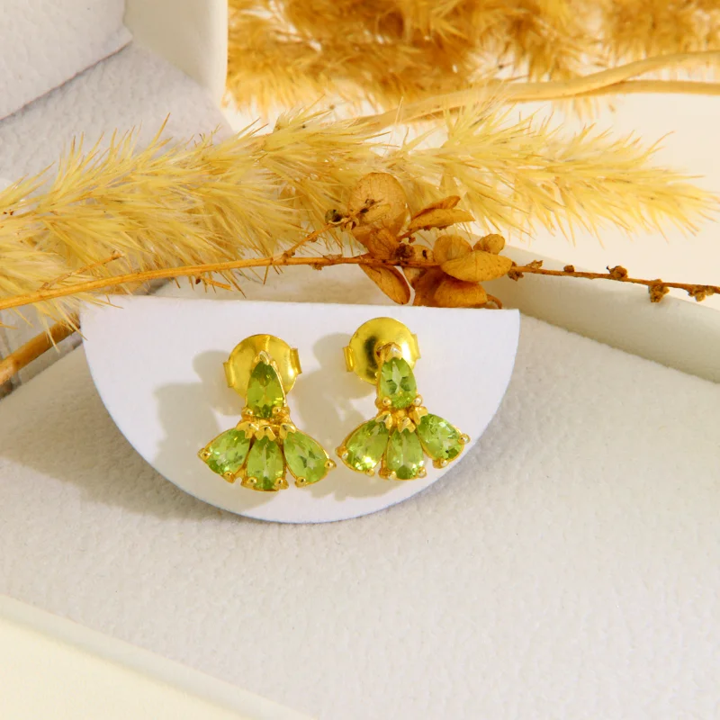  Cercei Stud Argint 925 Peridot Natural - Energie Luminoasa