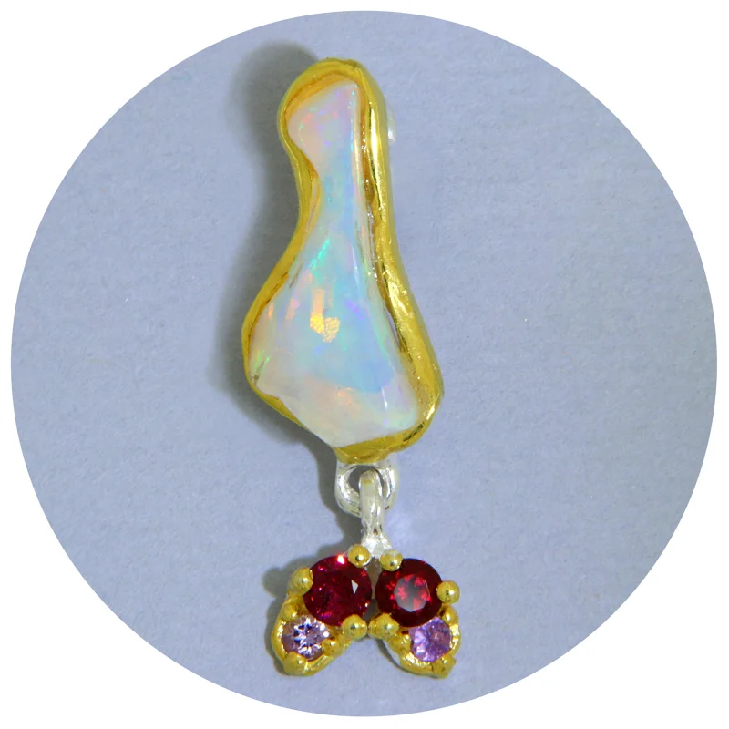 Pandantiv Argint 925 Accente Aurite Opal Free-form Granat Ametist Naturale - Echilibru Subtil