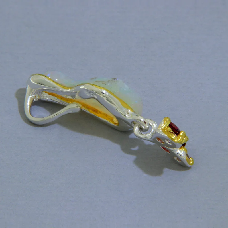 Pandantiv Argint 925 Accente Aurite Opal Free-form Granat Ametist Naturale - Echilibru Subtil