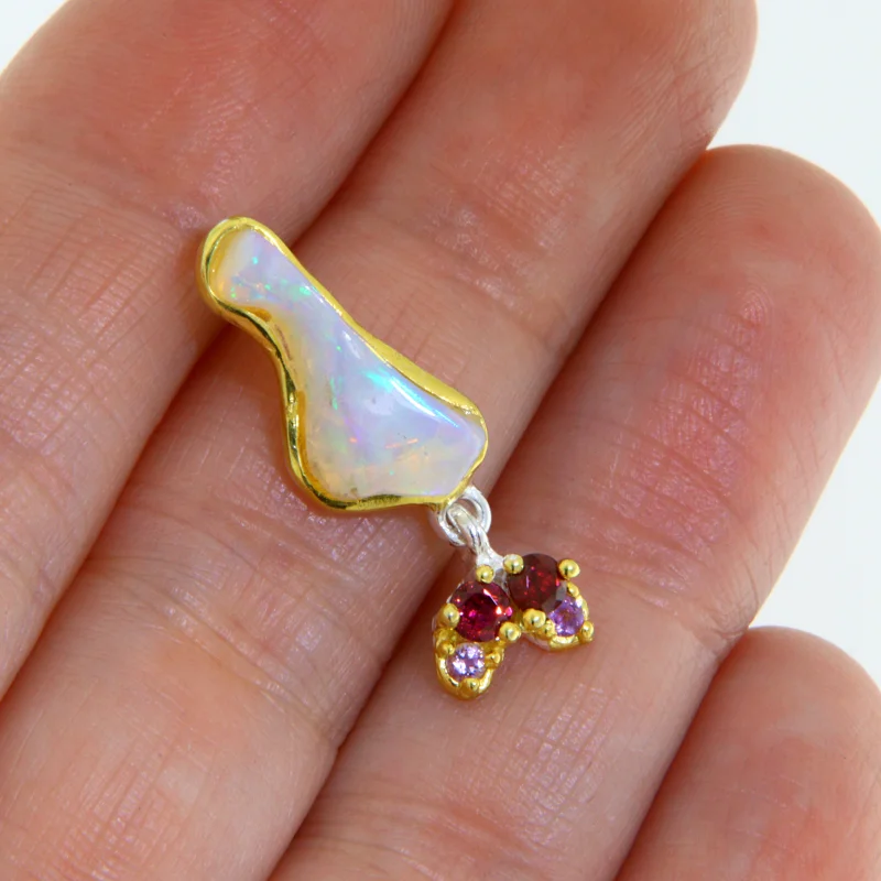 Pandantiv Argint 925 Accente Aurite Opal Free-form Granat Ametist Naturale - Echilibru Subtil