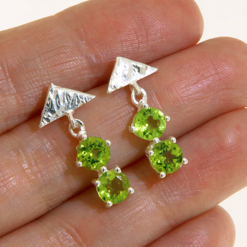 Cercei Stud Argint 925 Peridot Natural - Vitalitate si Stralucire