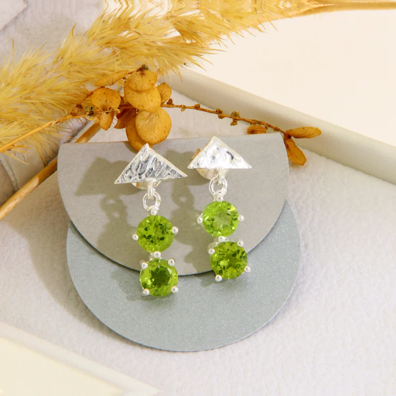 Cercei Stud Argint 925 Peridot Natural - Vitalitate si Stralucire