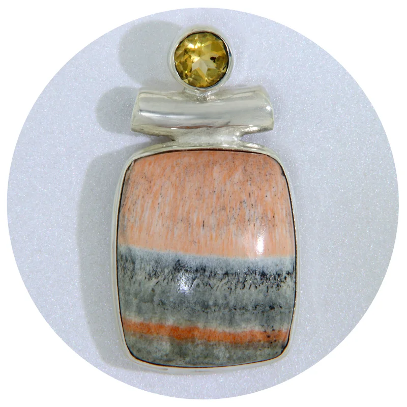 Pandantiv Argint 925 Celestobarit Citrin Naturale - Claritate si Energie