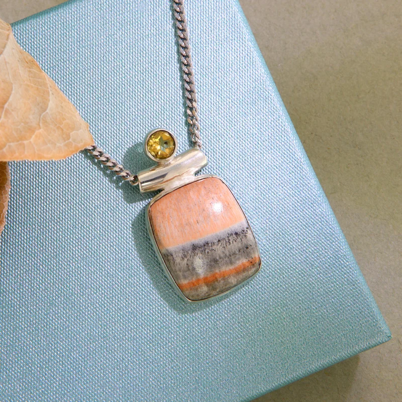 Pandantiv Argint 925 Celestobarit Citrin Naturale - Claritate si Energie