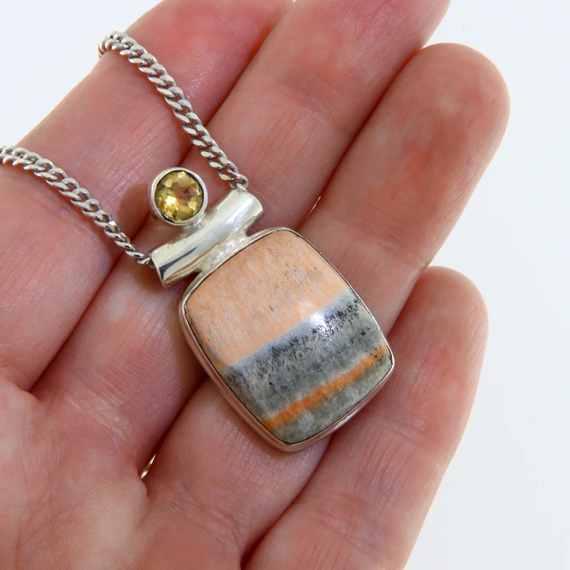 Pandantiv Argint 925 Celestobarit Citrin Naturale - Claritate si Energie