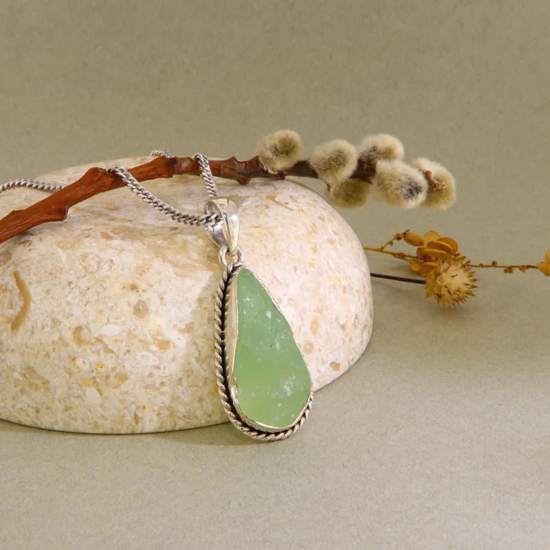 Pandantiv Argint 925 Prehnit Natural - Energie Blanda