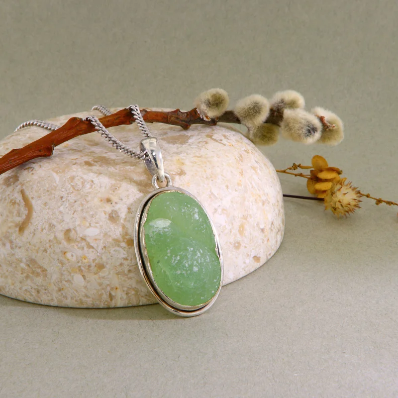 Pandantiv Argint 925 Prehnit Natural - Vibratie Pura