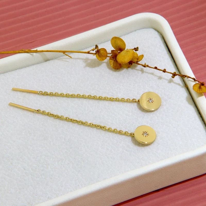 Cercei Aur Galben 14k Cercuri Diamante Naturale 